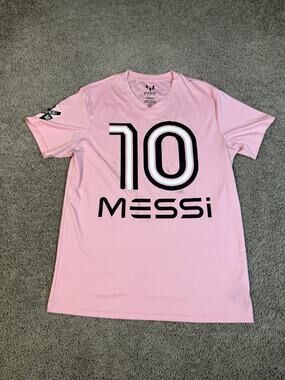 Messi Shirt Mens S Pink Short Sleeve Jersey Soccer Messi Collection V-Neck
